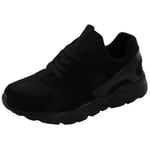 Loud Look Ladies Running Trainers Womens Fitness Gym Sports Hurache Inspired Shoes, All Black, 3 UK