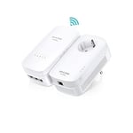 TP-Link CPL 1200 Mbps Wi-Fi Bi-Bande 1750 Mbps avec 3 Ports Ethernet Gigabit, Kit de 2 - Solution idéale pour profiter du service Multi-TV à la maison (TL-WPA8730 KIT)