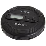 groov-e RETRO Radio CD Player - Personal FM Radio with CD-R, CD-RW, & MP3 Music Playback - Anti-Skip Protection, Programmable Tracks - Earphones Included - Micro-USB or Battery Powered - Black