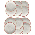 Rustic Swirl Ivory Melamine Dinner & Side Plate Set (12)
