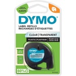 Dymo LetraTAG -plastband 12 mm x 4 m, svart med genomskinligt underlag