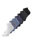 JACK & JONES Men's Jacbass Solid Short Socks 7 Pack, Vintage Indigo/Pack:Navy Blazer-Coronet Blue-White-Troposphere-Asphalt-Black, One Size