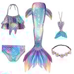 5st/ set Girls Mermaid Tail Baddräkt Barn Mermaid Ariel Cosplay Kostym Fantasy Beach Bikini - Perfet Set 1 120