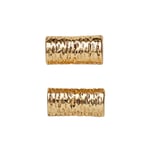 Mellandel för smyckestillverkning, 2 st. guldfärgade rör Ø6 mm, längd 13 mm, hål 2 mm