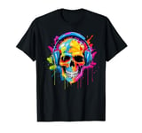 Music Forever Skull With Headphones Halloween Men Women Kids T-Shirt