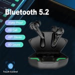 5.2 TWS Gaming Earbuds Écouteurs sans fil Bluetooth avec micro Bass Audio Positionnement du son 9D Stéréo Musique HiFi Casque pour Gamer-B 2000 mAH