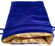 Luxury Dice Bag 4"x6"  Blue with Gold Velvet