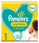 Pampers New Baby Size 1, 22 Newborn Nappies, 2kg-5kg, Carry Pack