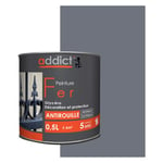 Addict'peinture - Peinture fer glycéro antirouille, gris anthracite, 0,5 litre intérieur et extérieur