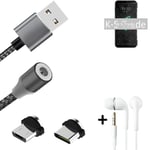 Data charging cable for + headphones Sony Xperia XZ2 Premium + USB type C a. Mic
