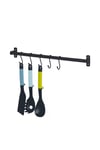 5 Hook Pots and Pans Hanging Rail Rack - Wall Mounted Pot Hangers