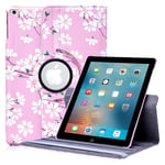 32nd Floral Series - Design PU Leather Book Folio Case Cover for Apple iPad 9.7" (2017) & iPad 9.7" (2018), Designer Flower Pattern Flip Case With Built In Stand - Cherry Blossom