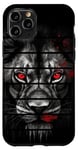 Coque pour iPhone 11 Pro Lion rétro noir blanc lumineux yeux rouges art zoo réaliste
