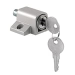 PRIME-LINE U 9861 Door, Aluminum Finish Push-in Sliding Patio Door Lock, Keyed, Die Cast, Zinc Plated, 1-3/4 in