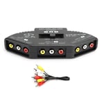 3 In 1 Out Video Splitter Black Switch Selector With AV Cable For GDS