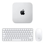 Apple 2023 Mac mini desktop computer M2 chip with 8‑core CPU and 10‑core GPU, 8GB Unified Memory, 256GB SSD storage, Apple Magic Keyboard with Touch ID - British English - Silver and Apple Magic Mouse