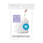 Simplehuman - Pack de 20 sacs poubelle 40-50L code n - Blanc
