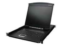 Iogear Gcl1916kit 16-Port 19" Lcd Kvm Switch With Usb And Ps/2 Kvm Cables - Kvm-Konsol Med Omkopplare För Tangentbord/Video/Mus - 16 Portar - Ps/2, Usb - 19" - Kan Monteras I Rack - 1280 X 1024 - Vga - 1U - Taa-Kompatibel - Med Ps/2 And Usb Kvm Cabl