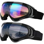 Skidglasögon, 2-pack skidåkning snowboardglasögon för barn män kvinnor
