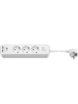 3-way power strip with switch and 2 USB ports