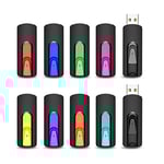 Vansuny Clé USB 2 Go, Lot de 10 Clef USB 2.0 2Go Rétractable Mémoire de Stockage Externe Flash Drive pour Ordinateur/Télévision/Autoradio pour Bureau de Travail/Études (10 Couleures USB 2.0)