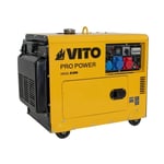 Vito - Groupe électrogène 8 kva Diesel Monophasé / Triphasé 4T 12CV 498 cm³ 6500W Démarreur électrique Silencieux Autonomie 8h - yellow