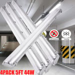 4X 5FT 44W LED Low Energy Duable Tube Strip Light batten 1500mm Fitting IP65 UK