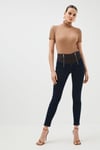 High Rise Skinny Zip Detail Stretch Jeans
