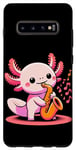 Coque pour Galaxy S10+ Saxophone mignon jouant axolotl amusant amateur de musique