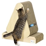 Cat Scratching Board with Catnip, Toy Ball, 38 x 21.5 x 39cm - Brown
