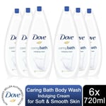 Dove Caring Bath Indulging Cream Bath Soak with 1/4 Moisturising Cream, 6x720ml