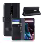 OnePlus 7 Pro split leather fodral - Svart Svart