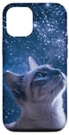 Coque pour iPhone 15 Pro Chat Posé Chat Espace Galaxie Cosmique Animal Étoiles