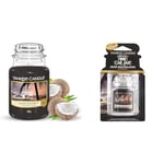 Yankee Candle, Scented Candle, Black Coconut Large Jar Candle, Burn Time: Up to 150 Hours & 1194390E Car Jar Ultimate Air Freshener, Black Coconut, 1 Count