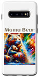 Coque pour Galaxy S10+ Art animalier coloré de maman ours et de son petit