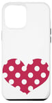 Coque pour iPhone 13 Pro Max Couleur de l'année 2023 Viva Magenta et cœur à pois blancs