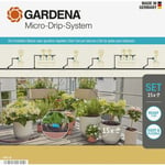 Gardena - Kit d'initiation pour balcon avec goutteur réglable. Jusqu'à 15 pots. Arrosage goutte-à-goutte. Micro-Drip System. (13402-26)