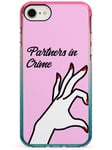 Partners In Crime Matching Cases: Left Side Pink Impact Phone Case for iPhone 7, for iPhone 8 | Protective Dual Layer Bumper TPU Silikon Cover Pattern Printed | Twins Designs Best Friends Twins