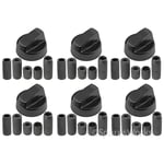 6 x Candy Black Oven Cooker Hob Flame Burner Hotplate Control Dial Switch Knobs