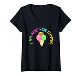 Womens Celebrate Season I Am Here for Summer Ice Cream in a Cone V-Neck T-Shirt
