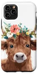 iPhone 11 Pro Spring, Highland Cow | Elegant Scottish Highland Cow, Floral Case