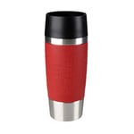 Tefal Travel Mug 0.36L, Red Silicone Sleeve, 100% Leak-Proof Thermal Mug, Double-Walled Vacuum Insulation, Hot & Cold Drinks, 360° Drinking, Easy to Open, Dishwasher-Safe, 5-Year Guarantee, K3084114