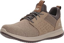 Skechers Homme Delson Camben Baskets, Taupe Mesh W Synthetic, 45.5 EU