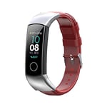 TopTen Bracelet de montre compatible avec Honor Band 5/Band 4, bracelet en cuir de rechange réglable (rouge)