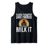 Mens Dairy Farmers Milk It Funny Farmer Farming Retro Tractors Tank Top