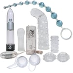 You2Toys 9 Piece Crystal Clear Couples Kit With Vibrator, Anal Beads And More