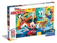 Clementoni- Puzzle Maxi Mickey Disney 60pzs Does Not Apply Supercolor Mickey-60 pièces, 3 Ans Enfant Dessin animé, fabriqué en Italie, 26473, Multicolore, Medium