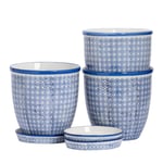 Hand-Printed Plant Pots with Saucers 20.5cm Pack of 3