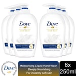 Dove Moisturising Hand Wash, Deeply Nourishing Instantly Soft Skin, 6x250ml