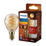 Philips Ampoule LED Vintage Ambrée 25 W, Culot E14, Blanc Chaud 2200K, Dimmable